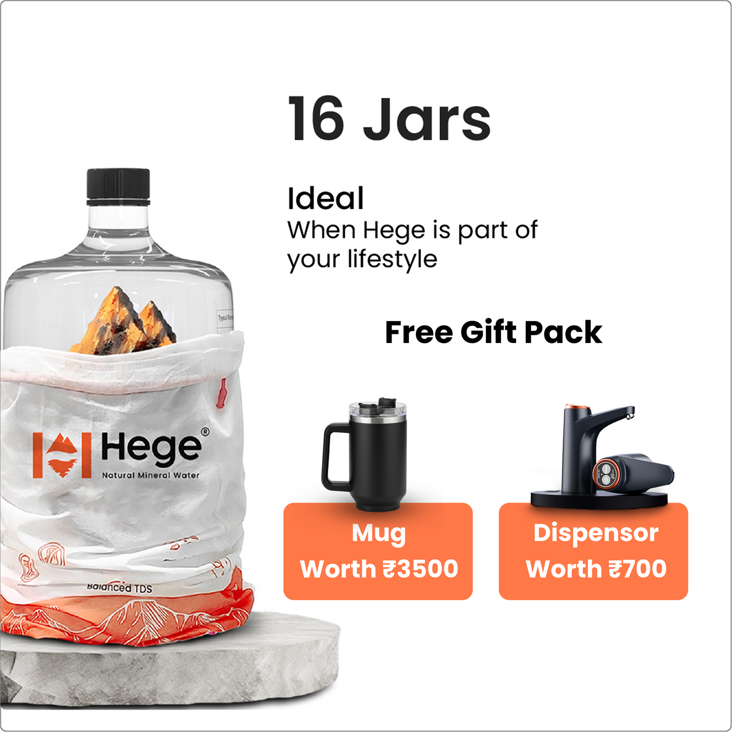 20L Hege Natural Mineral Water | Natural pH~8 | TDS>250 | Not Your Ordinary RO Water