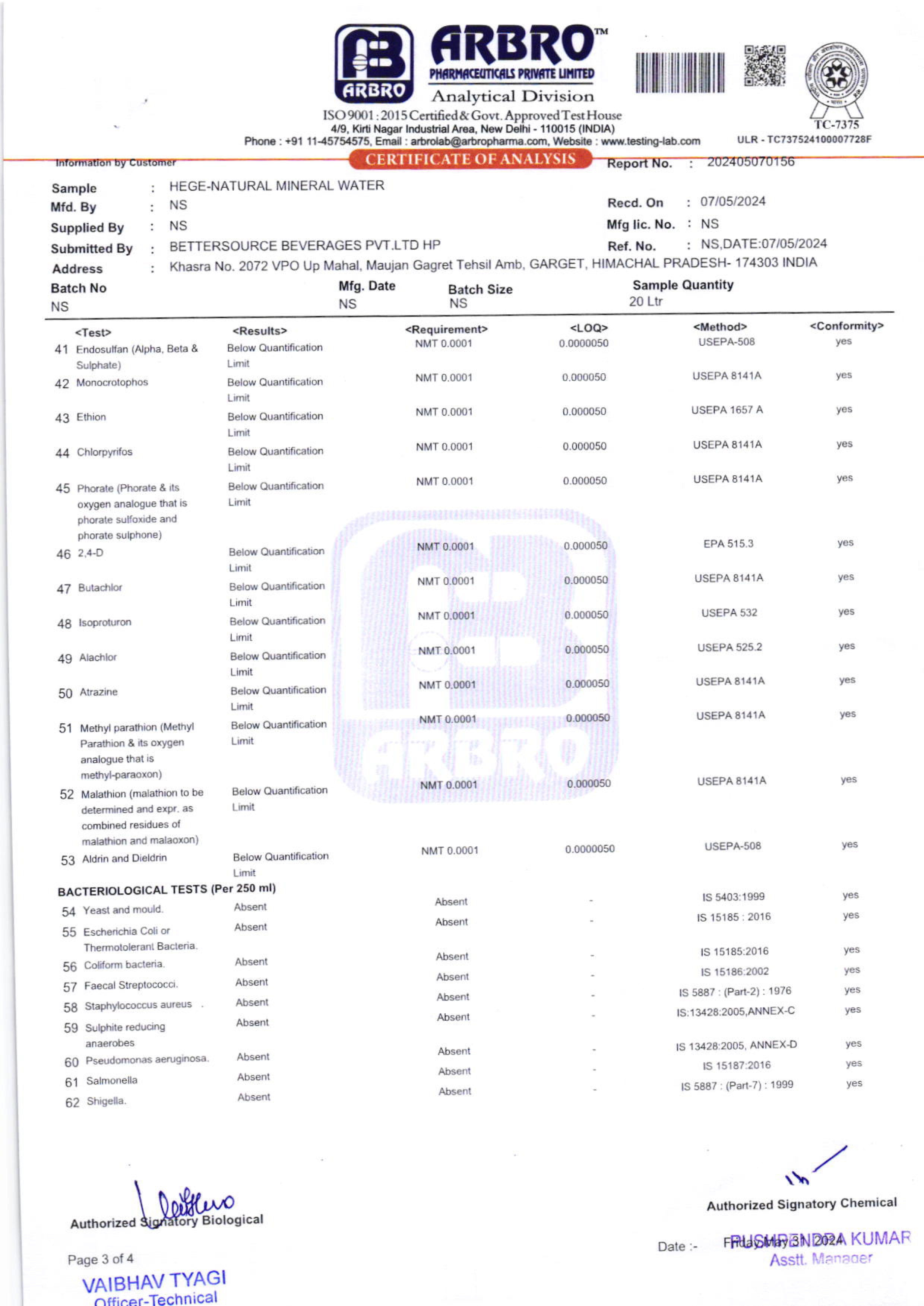 Alkaline Water Reports