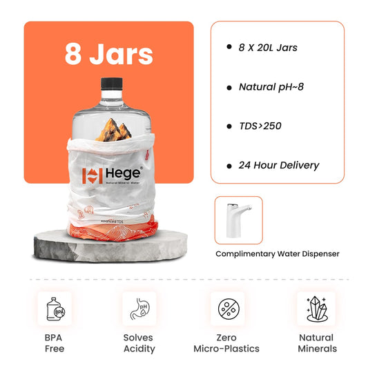 8 X 20L Hege Natural Mineral Water | Natural pH~8 | TDS>250 | 24 Hour Delivery.