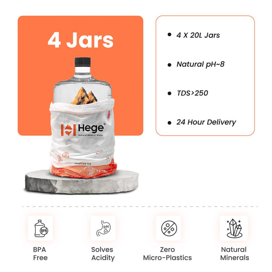 4 X 20L Hege Natural Mineral Water | Natural pH~8 | TDS>250 | 24 Hour Delivery.